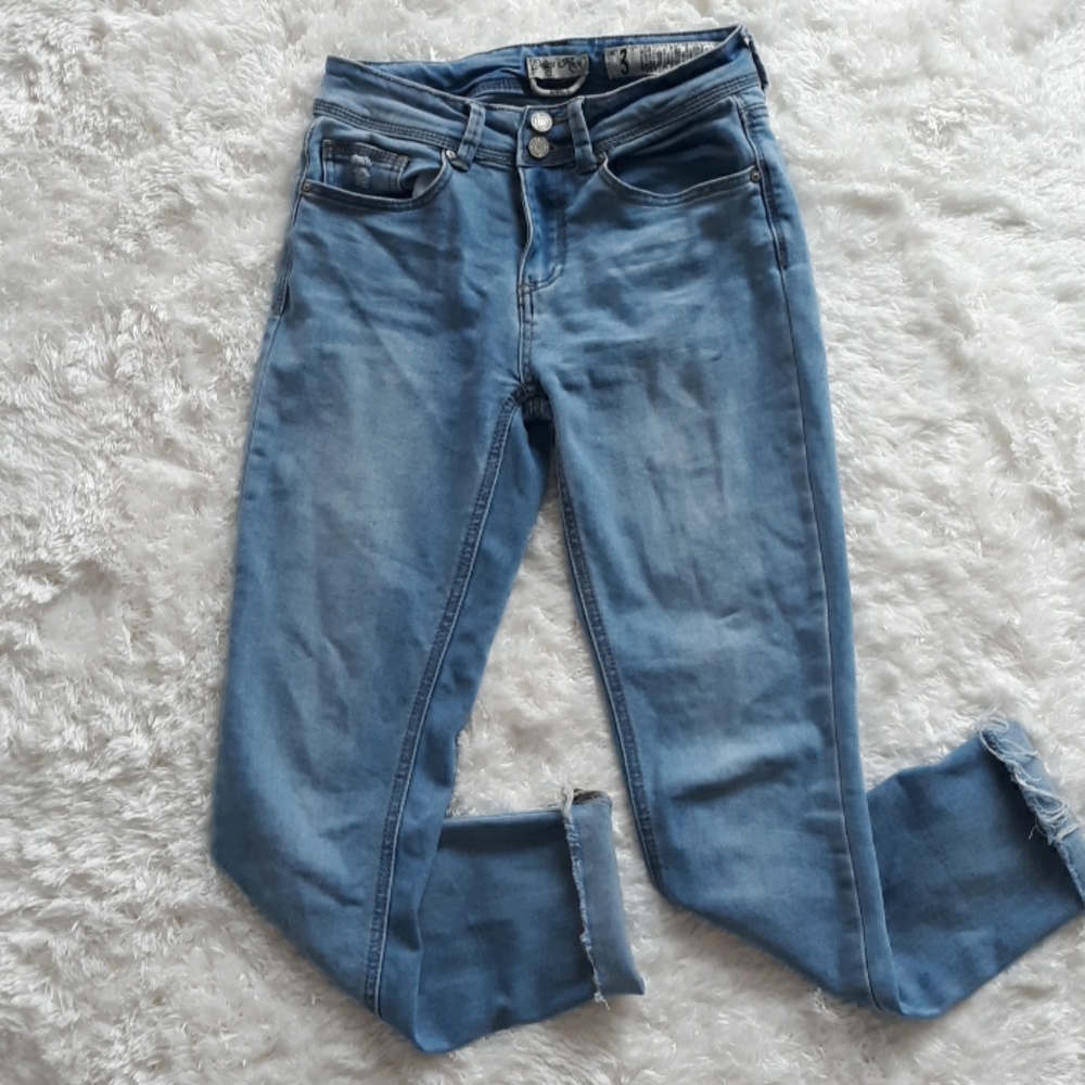 Distressed classic light wash jeans